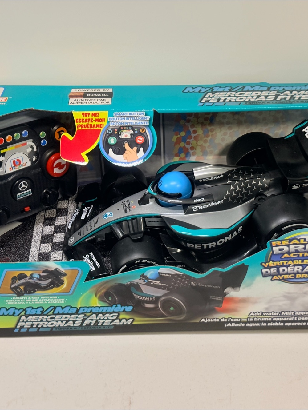 Remote Control Racing Car with Steering Wheel Controller - Black & Blue - Picture 4 of 12